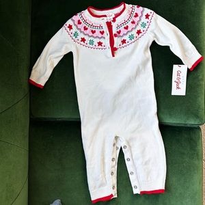 NWT Baby Girls' Fair Isle Sweater Romper -
Cat & Jack™ Cream 3-6M